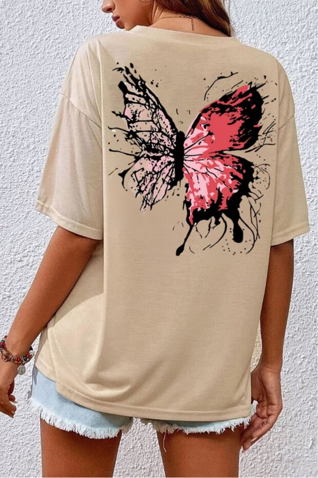 Butterfly Printed Oversize T-Shirt Garalio