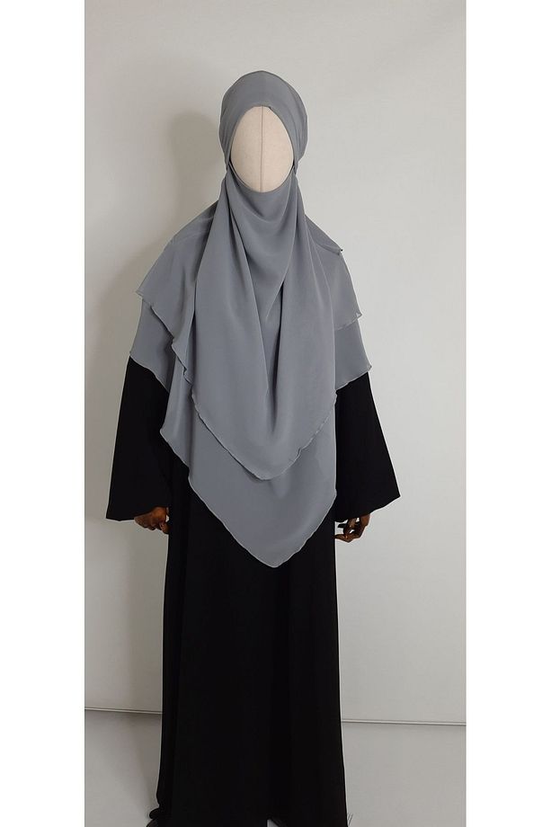 3 katlı multi sifon sufle esarp ( orta boy ) hijap gri - 7