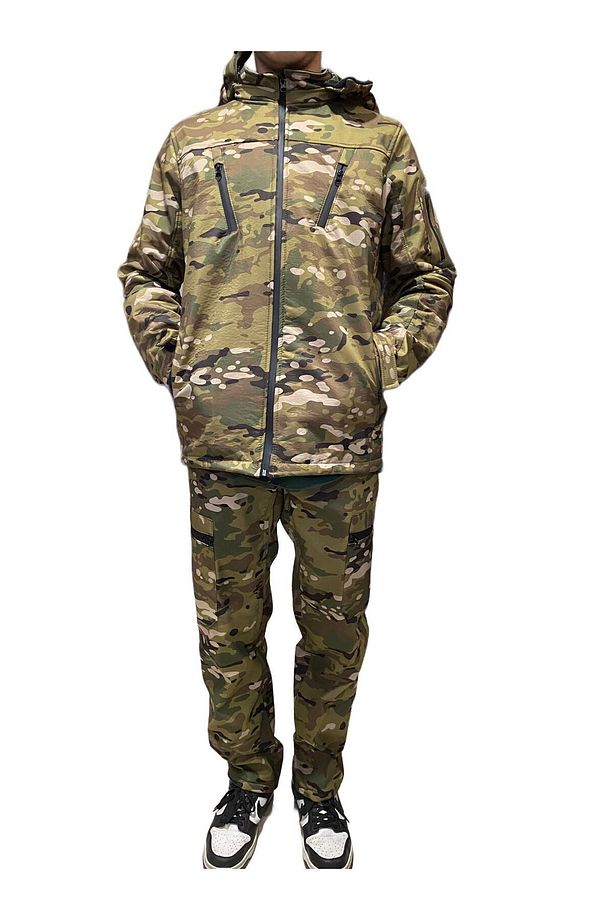 SOFTSHELL KUMAŞ KAMUFLAJ KAPÜŞONLU AVCI TAKIMI - 1