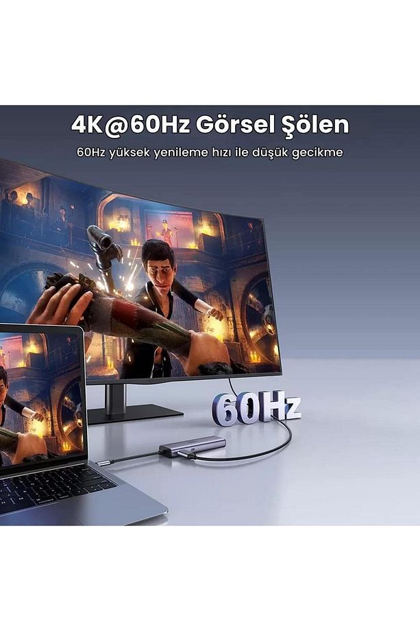 Type C To Pd 100w Hdmı Rj45 Usb Sd Micro Sd Dönüştürücü Hub - 2