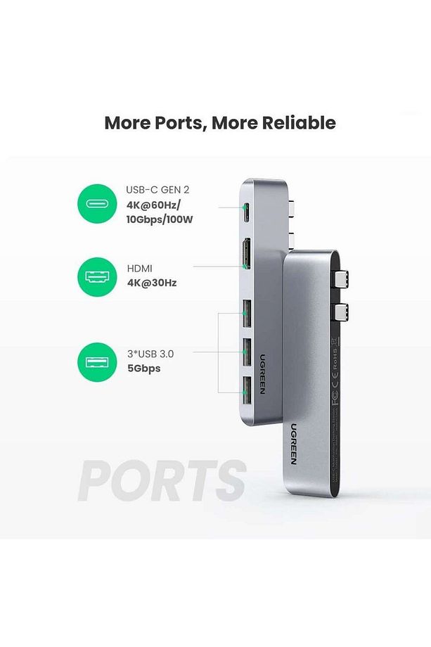 Macbook Için Type-c Usb Hdmı Thunderbolt 3.0 Dönüştürücü Hub - 6