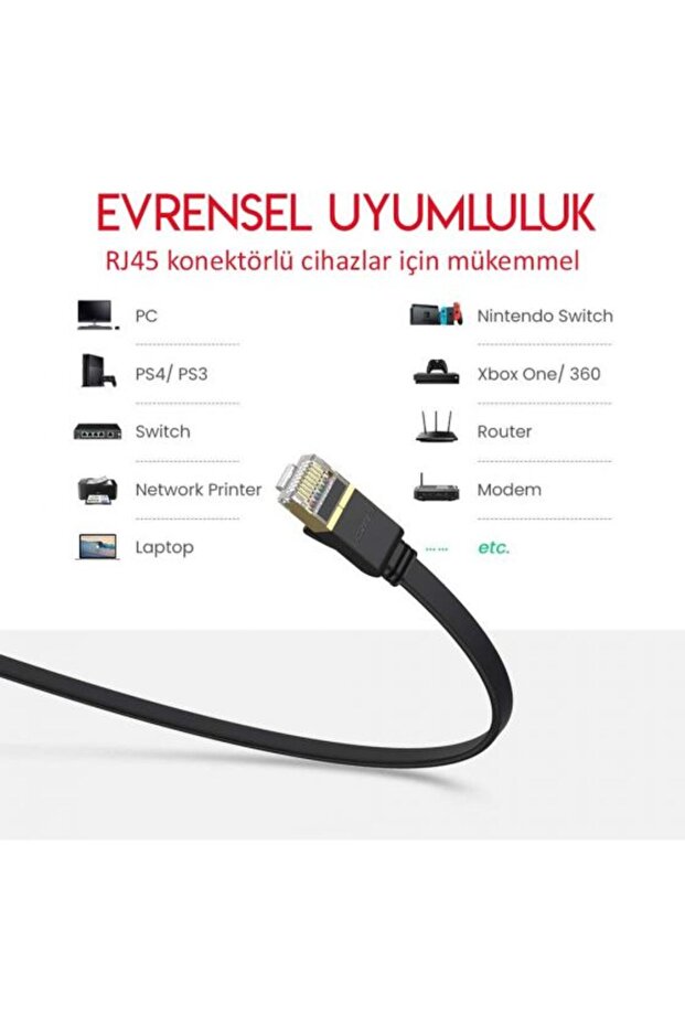 Cat7 Gigabit Flat Ethernet Kablosu 8 Metre - 5