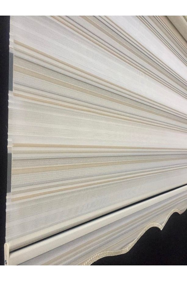 Sarı Sim Çizgi Detaylı Pliseli Zebra Stor Perde - 6