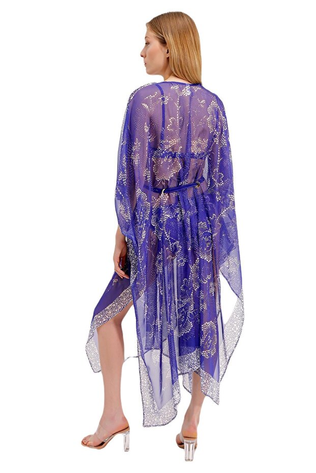 Zeki Desenli Mor Elbise - 4