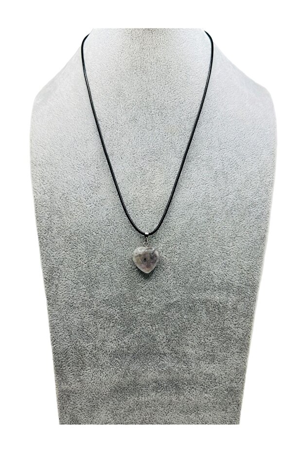 Heart Shaped Gray Crystal Quartz Natural Stone Necklace