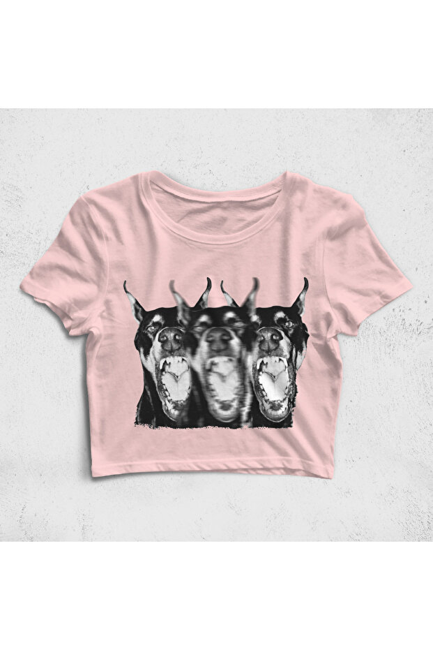 Three Doberman Croptop Tişört - 1