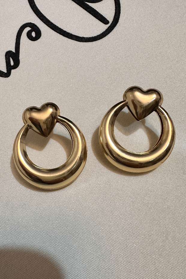Heart Ring Model Earrings - 2