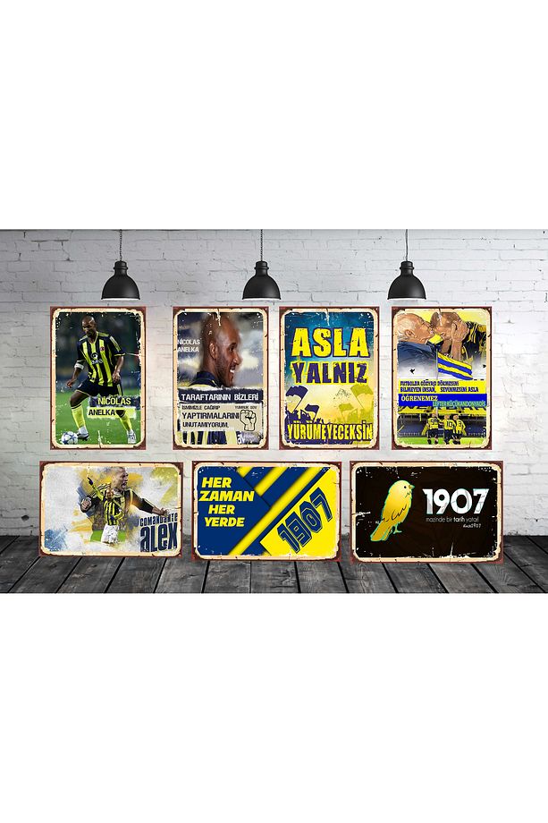Taraftar Temalı Nicolas Anelka Alex de Souza  7 Adet 20x30 CM MDF Tablo Seti - 1