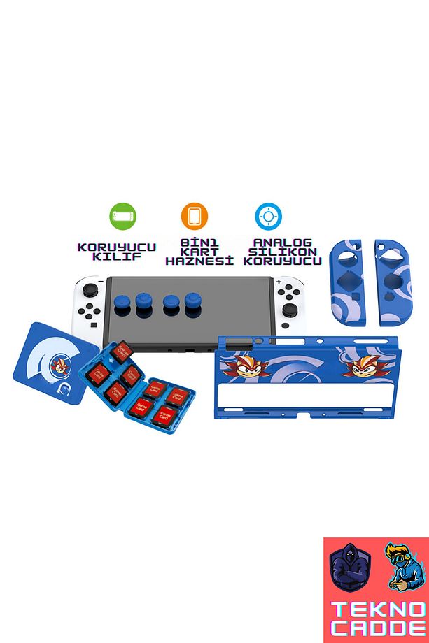 TNS-1192 Switch OLED Standlı Kılıf Analog Yükseltici Koruyucu Kart Kutusu 3in1 KİT - 7