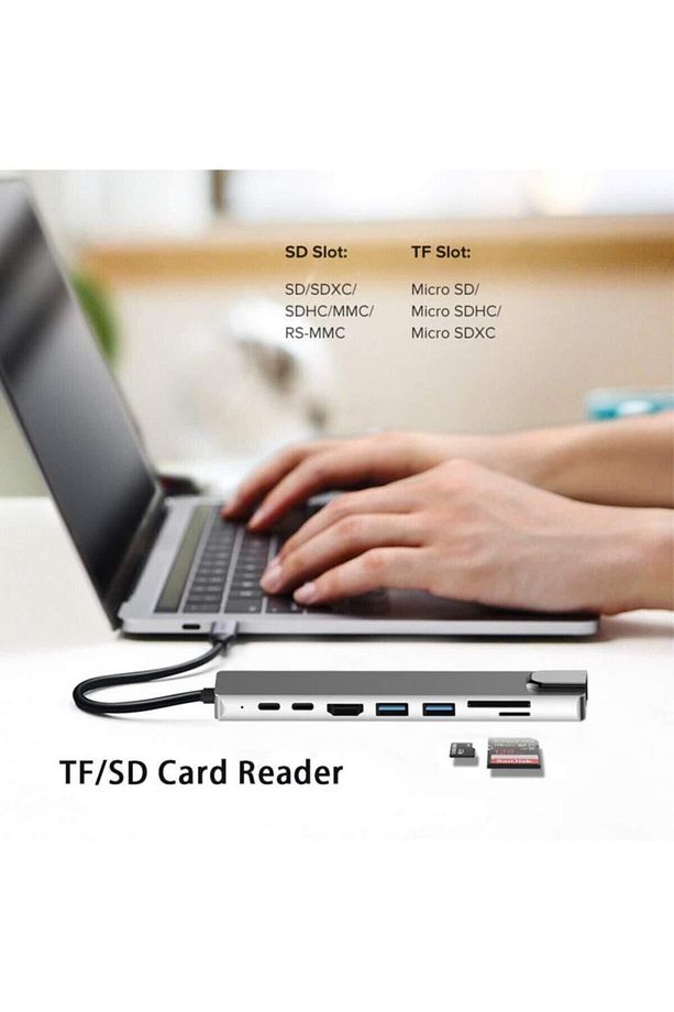 Cf10 8 In 1 Type-c™ To 4k Hdmı 1080p 2*type-c 2*usb 3.0 Ethernet Lan 2*sd Adaptör - 5