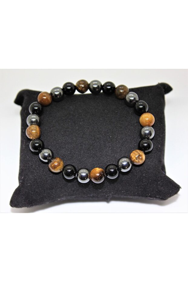 Onyx-hematite-tiger Eye Bracelet (8MM)
