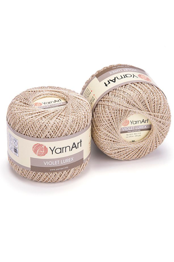 Vıolet Lurex - Simli Merserize Dantel İpi Bej-24660 - 1
