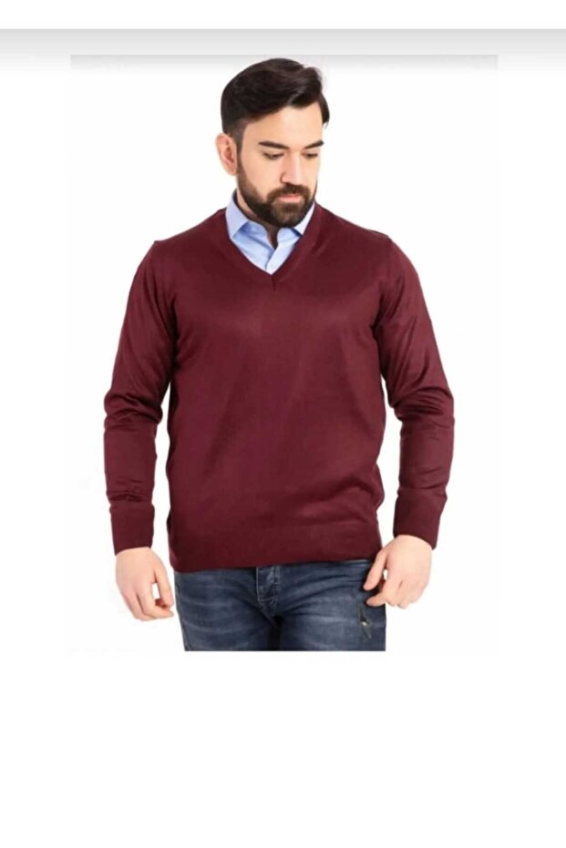 MEN'S Wool KNITTED V-NECK SWEATER