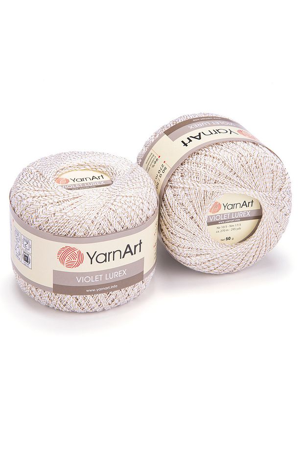 Vıolet Lurex - Simli Merserize Dantel İpi Krem-2000 - 1