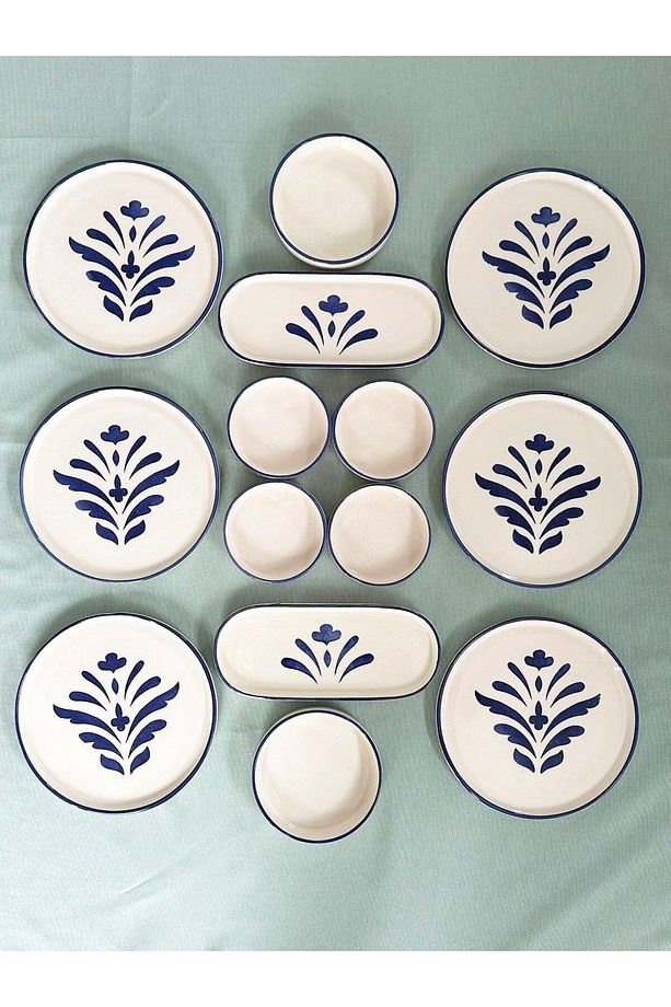 HANDMADE Kobalt Lacivert Kahvaltı Takımı 6 Kişilik 14 Parça - 2