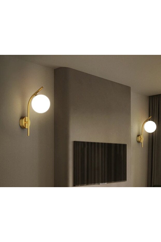 Lüks Eskitme Modern Beyaz Glop Camlı Tekli Aplik - 4