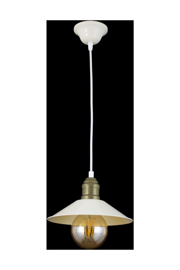 Tekli Krem Retro Rustik Model Modern Metal Sarkıt Avize - 2