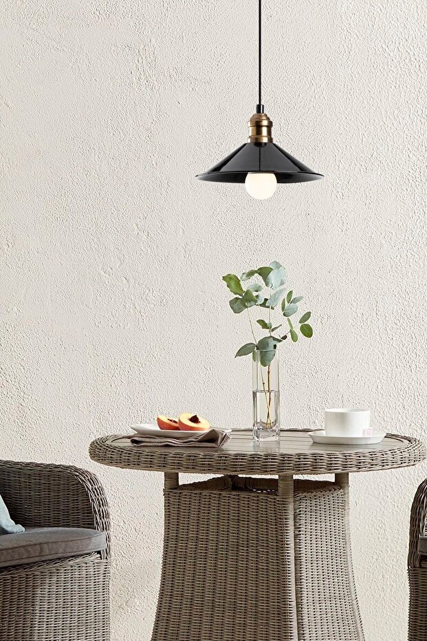 Tekli Siyah Retro Rustik Model Modern Metal Sarkıt Avize - 2