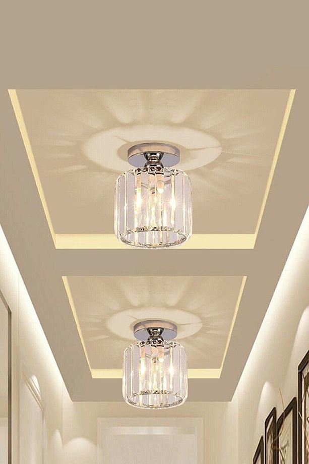 Kristal Taşlı Model Modern Tekli Plafonyer Model Krom Avize - 2