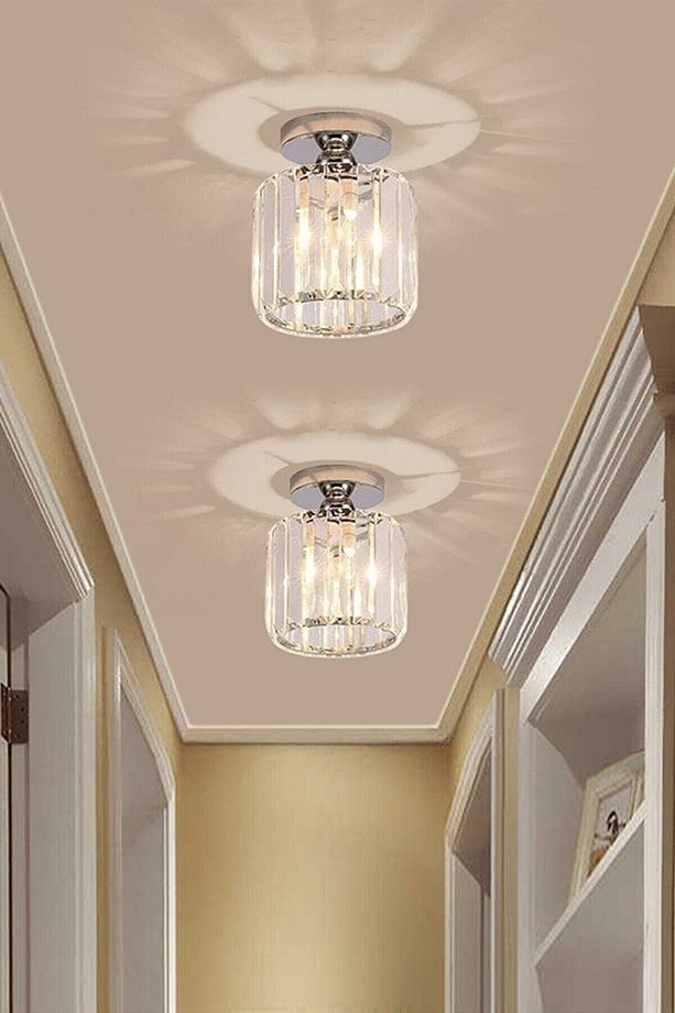 Kristal Taşlı Model Modern Tekli Plafonyer Model Krom Avize - 3