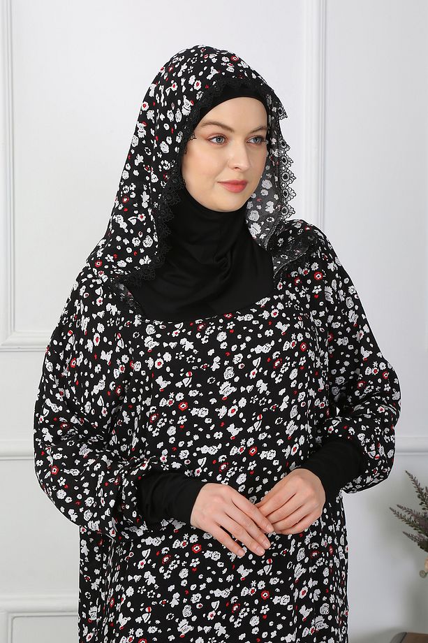 ÇİÇEK DESENLİ NAMAZ ELBİSESİ - 5