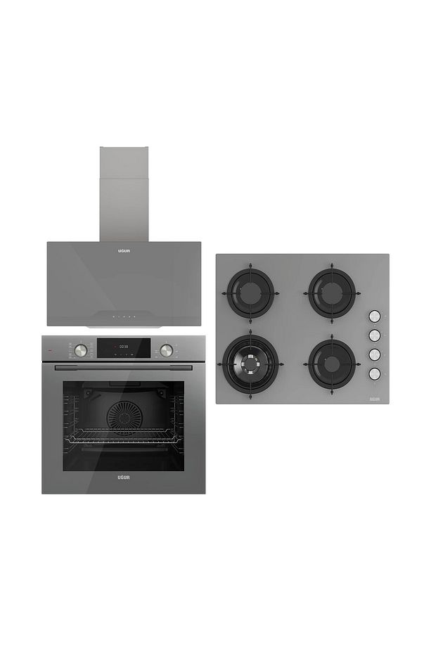 Yeni Fry Art Cam Ankastre Set Gri ( UAF 6011D GCPET & UAO 6041W3 GCY RSR1 & UAD 6012G GA3D ) - 1