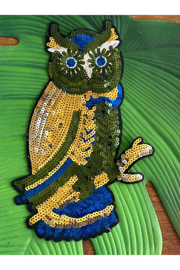 26X187 CM SEQUINED OWL EMBLEM SEWING CLOTHING ACCESSORY
