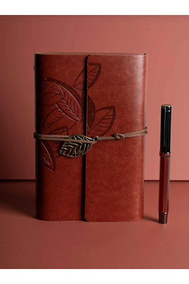 mr shopping MR Deri Kraft Kağıtlı Defter ve Kalem Seti Hediye Seti Özel Tasarım