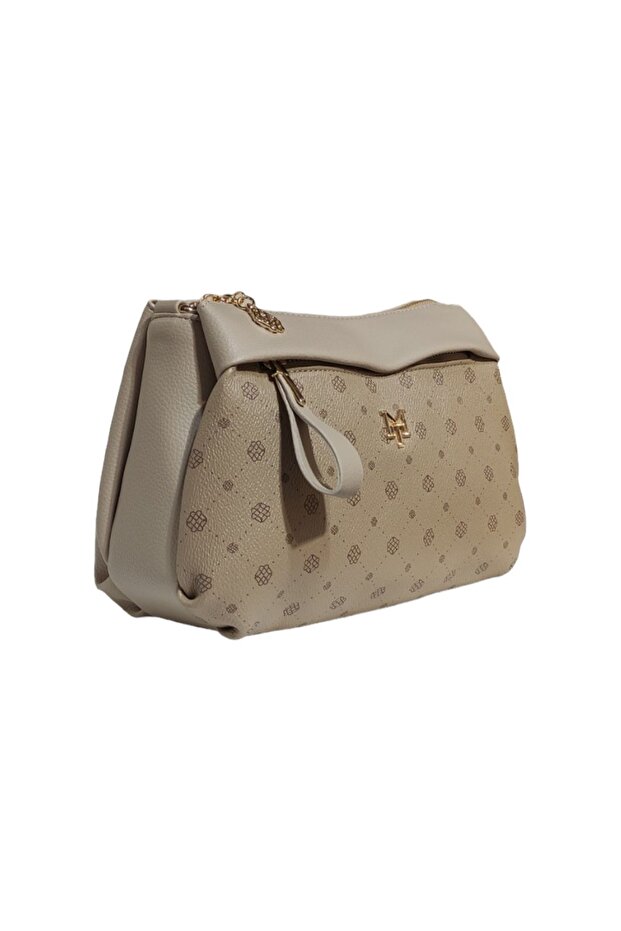 Multi-Compartment Convenient Crossbody Bag Patterned Ecru