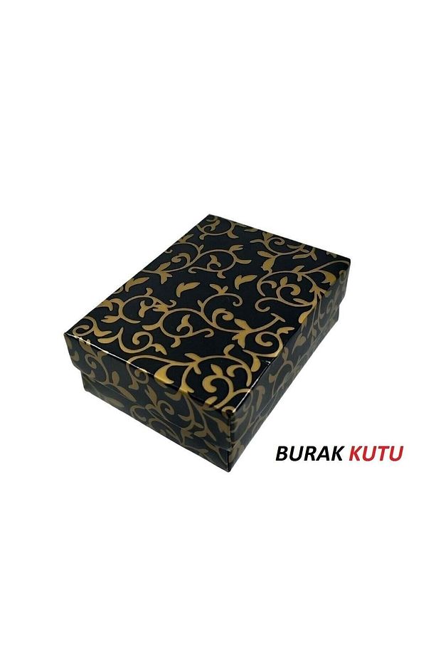 Siyah Sarı Gold Desenli Karton Kolye Takı &bileklik&set Kutusu (SÜNGERLİ) 24 Adet - 1