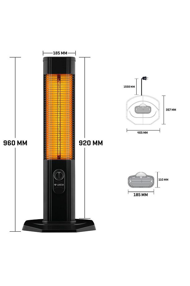 Lxv2000 Siyah Dikey Elektrikli Karbon Isıtıcı Kule Tipi Infrared Isıtıcı - 3