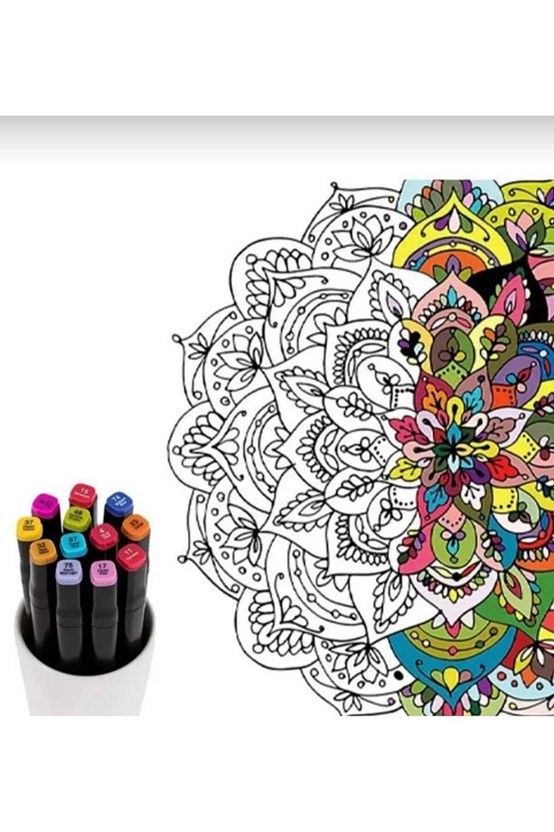 Marker 12'li Set Çantalı Taşınabilir Marker Kalem Seti 12 Renk Çift Taraflı Marker Kalem Seti - 3