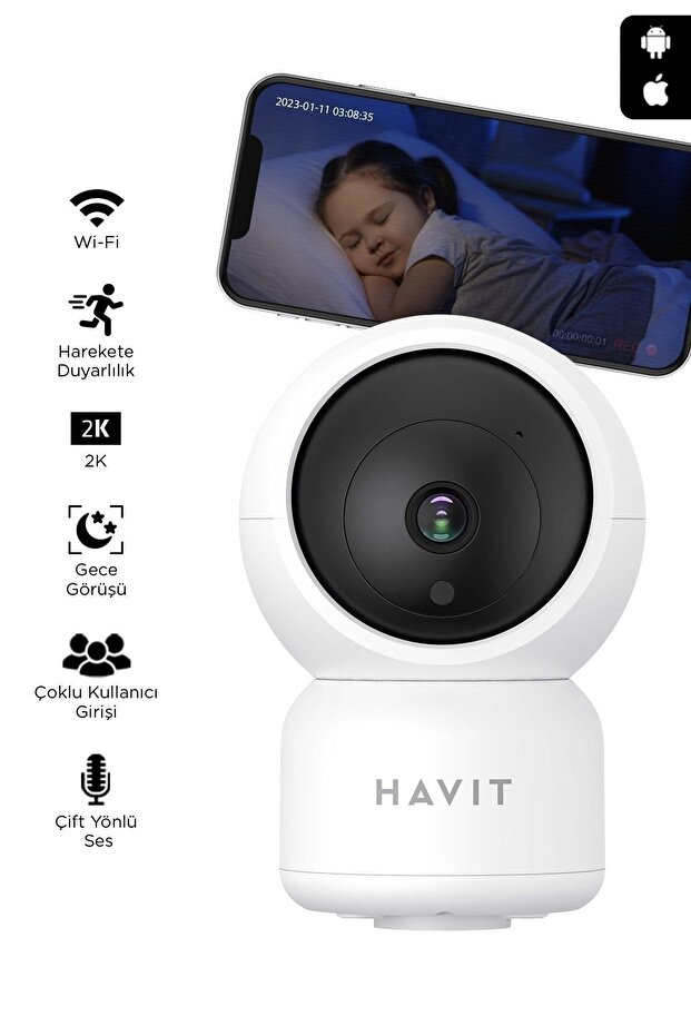 Ipc30 Smart 360° 2k Gece Görüşlü Ip Kamera ( Türkiye Garantili) Wifi Kablosuz Ev Kamerası - 1