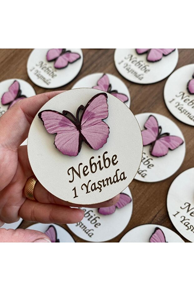 Wooden Figurative Baby Magnet with Lilac Butterfly, 20 Pieces