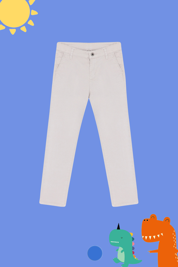 Taş Erkek Çocuk Regular Pamuklu Esnek Ayarlanabilir Lastikli Chino Dokuma Pantolon TKDSS24PL00006 - 3