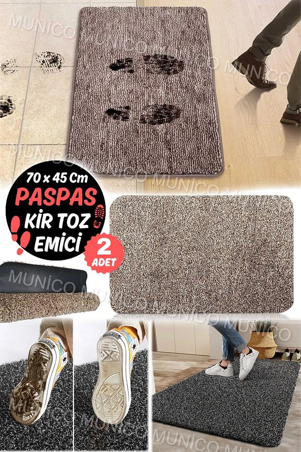 2 Adet Mikrofiberli Paspas Ayakkabı İzini Temizleyen Çamaşır Makinesinde Yıkanabilir Kir Toz Emici - 7