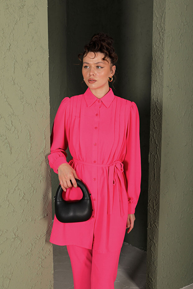 طقم قميص كريب فوشيا - موديل أساسي 53-212 - 4