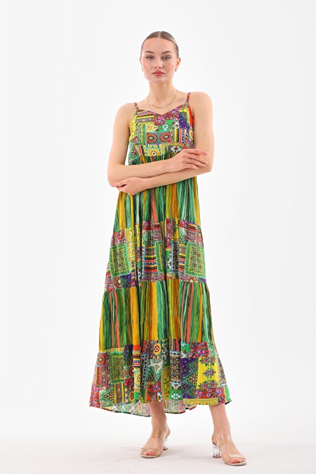 Suspender Patchwork Dress - 2