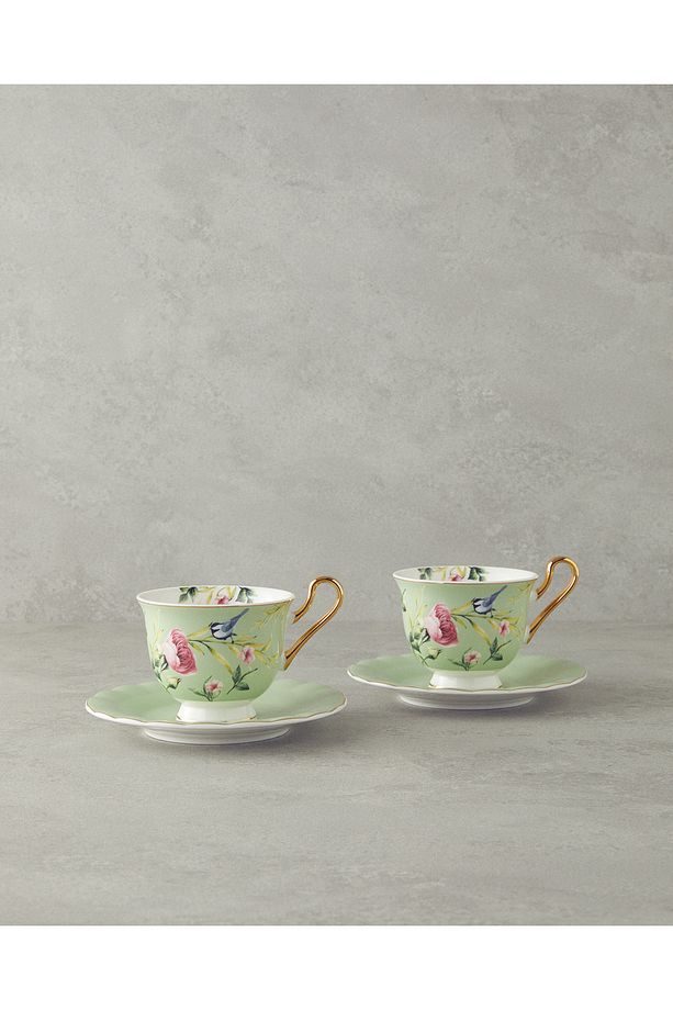 Vanilla New Bone China 4 Parça 2 Kişilik Fincan Takımı Açık Yeşil - 1