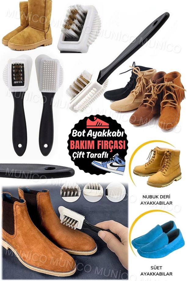 Ayakkabı için 4 Taraflı Süet Fırça ve Silgi Deri Çizme Çok Fonksiyonlu Nubuk Nike Naylon Kıl Fırça - 5