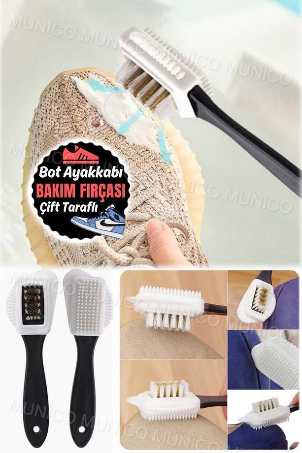 Ayakkabı için 4 Taraflı Süet Fırça ve Silgi Deri Çizme Çok Fonksiyonlu Nubuk Nike Naylon Kıl Fırça - 7
