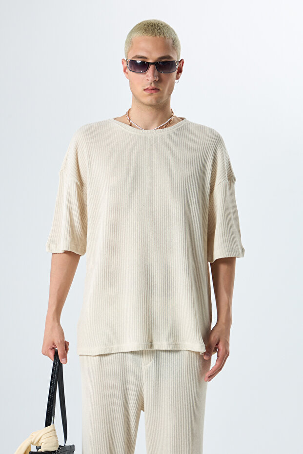 BASIC OVERSIZE TRİKO TAKIM BEJ - 3