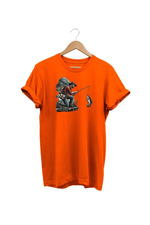 Widi Fishing Printed Orange T-Shirt