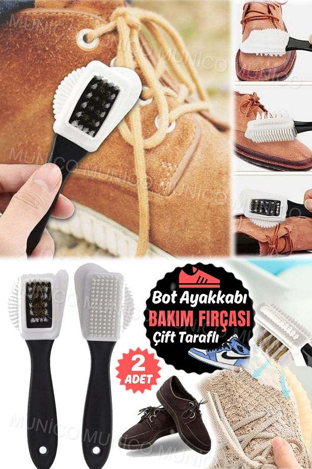 2 Adet Ayakkabı için 4 Taraflı Süet Fırça ve Silgi Deri Çizme Çok Fonksiyonlu Nubuk Nike Kıl Fırça - 3