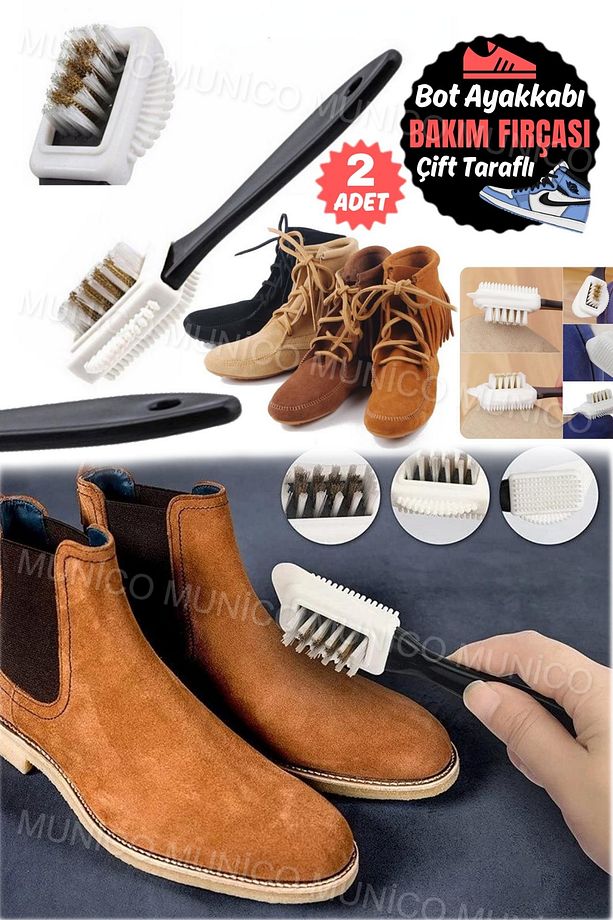 2 Adet Ayakkabı için 4 Taraflı Süet Fırça ve Silgi Deri Çizme Çok Fonksiyonlu Nubuk Nike Kıl Fırça - 5