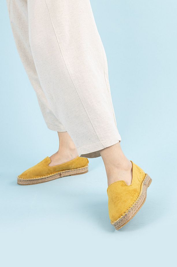 Yuna Kadın Süet Sarı Espadril Ayakkabı - 3