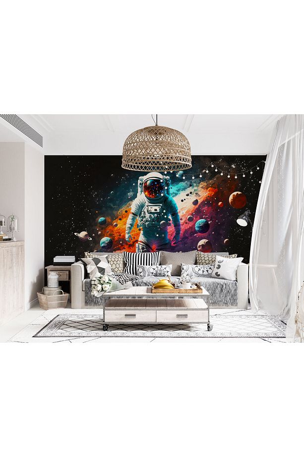 3 Boyutlu Duvar Kağıdı,Astronot Duvar Resmi,Genç Odası Duvar Posteri - 5