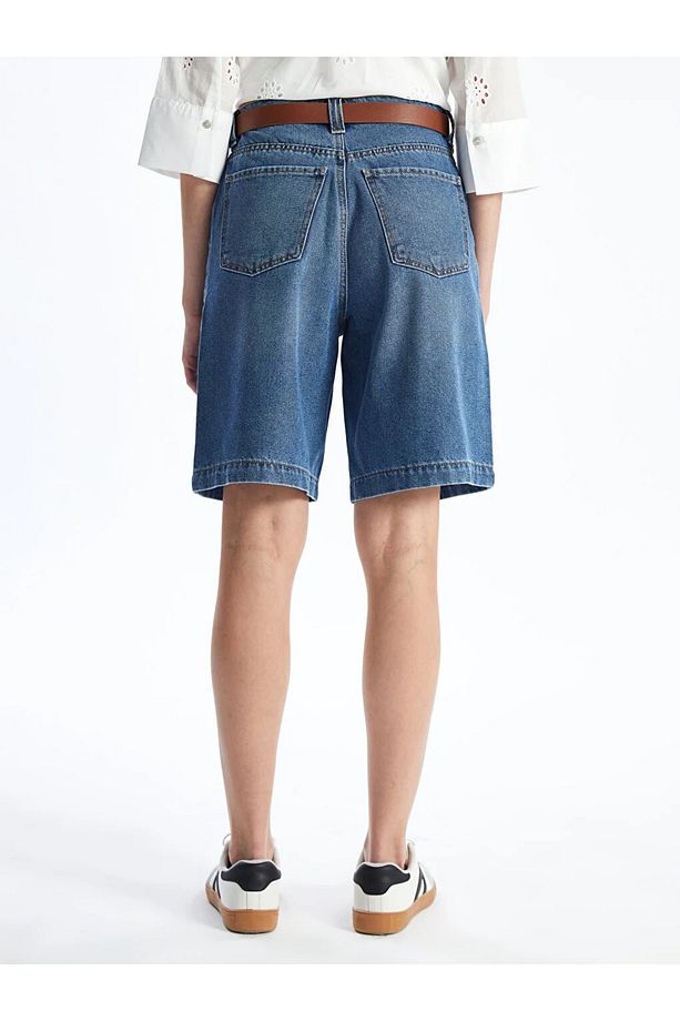 LCW Jeans Beli Kemerli Kadın Jean Şort - 3