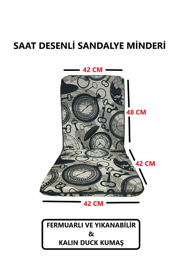 Sandalye Minderi ( 4 Adet )  Masa Örtüsü (120x180) 4 CM SÜNGER Fermuarlı Lastikli Yıkanabilir - 6