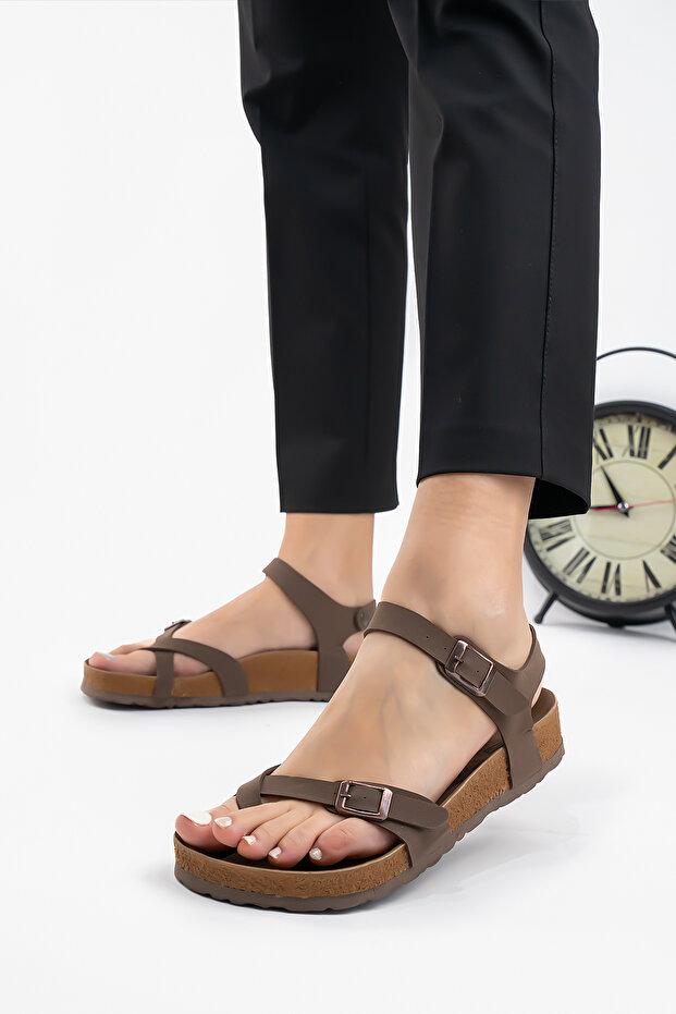 Women's Brown Orthopedic Sole Flip Flops Summer Slippers Sandals